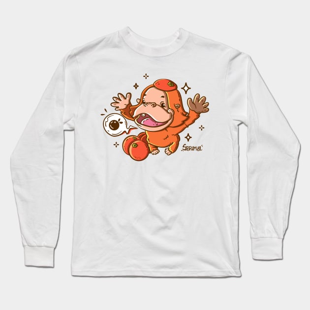 Little Overjoyed Orangeutan - The Orange-Loving Primate Long Sleeve T-Shirt by SPIRIMAL